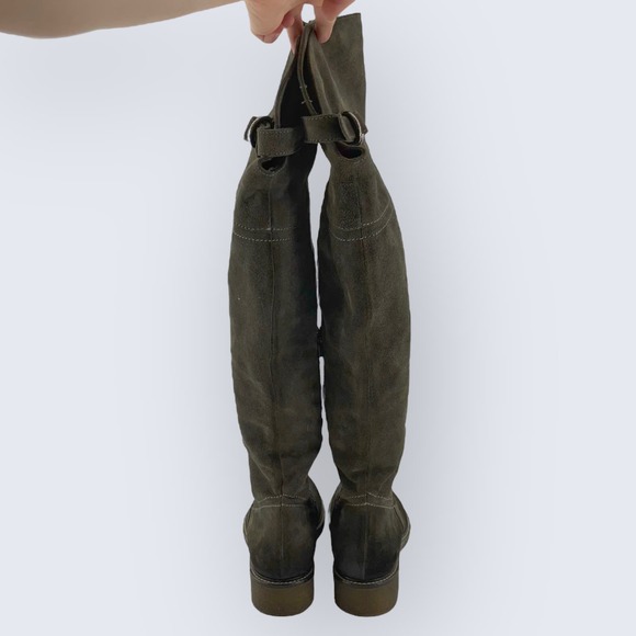 Sundance Deirdre Over Knee Burnished Green Suede 1" Block Heel Boot 37 7 $268 - Picture 4 of 10